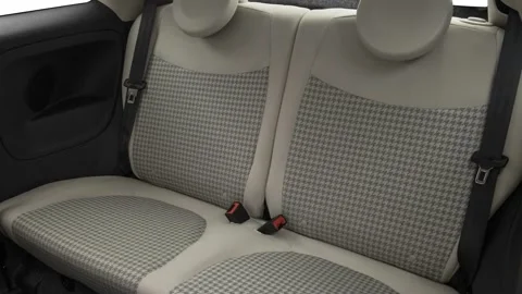 Car interior with back seats and seatbelts  2017 Fiat 500 Pop Stock Footage 159908200