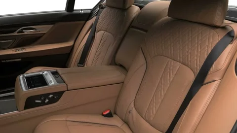 Car interior with back seats and seatbelts  2017 BMW 7-series M760i xDrive Stock Footage 159937452