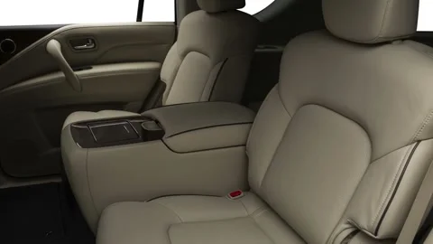 Car interior with back seats and seatbelts  2018 Infiniti QX80 4WD Stock Footage 159991508