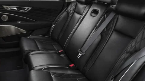 Car interior with back seats and seatbelts  2019 Kia K900 Luxury Stock Footage 160053412