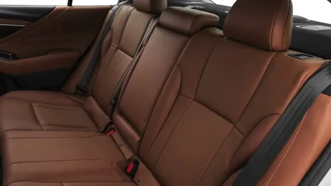 Car interior with back seats and seatbelts  2020 Subaru Legacy 2.4T Touring XT Stock Footage 160076190