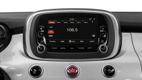 Car interior with board and build in radio  2016 Fiat 500X lounge Stock Footage 159865282