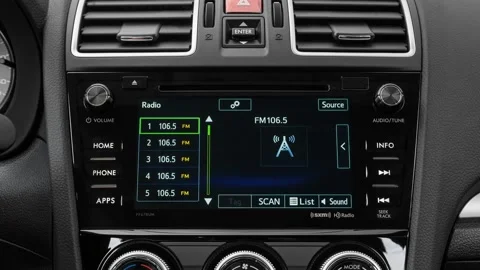 Car interior with board and build in radio  2017 Subaru Forester 2.0 XT Premium Stock Footage 159874529