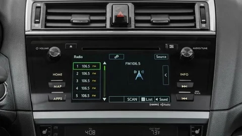 Car interior with board and build in radio  2017 Subaru Legacy 2.5i Sport Stock Footage 159883140