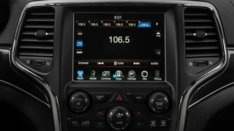 Car interior with board and build in radio  2017 Jeep Grand Cherokee SRT Stock-Footage 159911965
