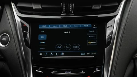 Car interior with board and build in radio  2017 Cadillac CTS-V Video stock 159936886