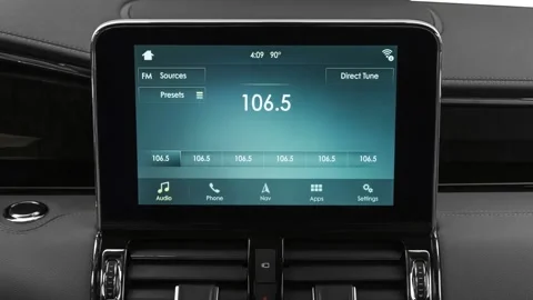 Car interior with board and build in radio  2018 Lincoln Navigator L Reserve Stock Footage 160008034