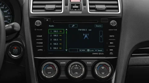 Car interior with board and build in radio  2020 Subaru WRX STI Stock Footage 160081251