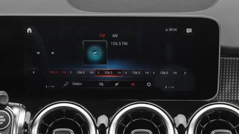 Car interior with board and build in radio  2020 Mercedes-Benz GLB-Class GLB250 Stock Footage 160104811