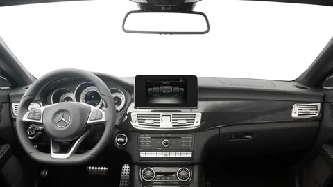 Car interior with board and steering wheel  2016 Mercedes-Benz CLS-Class CLS550 Stock Footage 159855596