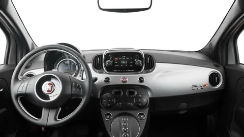 Car interior with board and steering wheel  2016 Fiat 500e SE Stock Footage 159858930