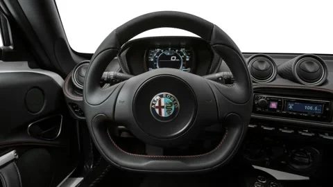 Car interior with board and steering wheel in studio 2016 Alfa Romeo 4C Stock Footage 159881020