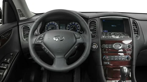 Car interior with board and steering wheel in studio 2016 Infiniti QX50 Stock Footage 159881288