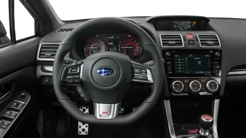 Car interior with board and steering wheel in studio 2017 Subaru WRX STI Stock Footage 159882067