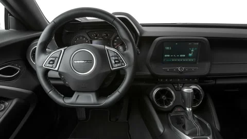 Car interior with board and steering wheel in studio 2016 Chevrolet Camaro 1LT Stock Footage 159887736