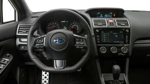 Car interior with board and steering wheel in studio 2018 Subaru WRX Limited Stock Footage 159930216