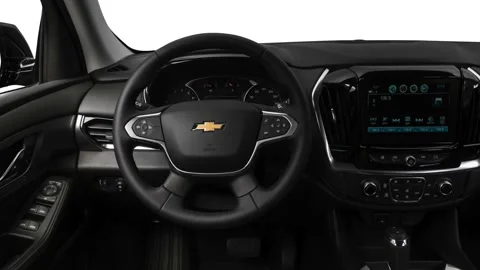 Car interior with board and steering wheel 2018 Chevrolet Traverse LT Cloth Stock Footage 159964790