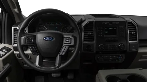 Car interior with board and steering wheel in studio 2018 Ford F-150 XLT Stock Footage 159965478