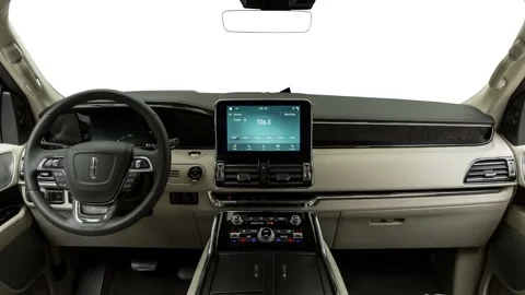 Car interior with board and steering wheel  2018 Lincoln Navigator Reserve Video stock 159997222