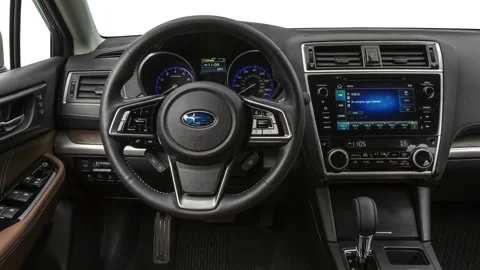 Car interior with board and steering wheel 2019 Subaru Outback 2.5i Touring Stock Footage 160013260