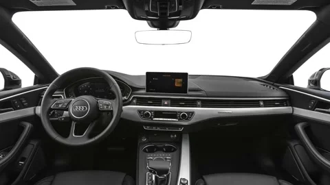 Car interior with board and steering wheel  2019 Audi A5 Premium Plus 2.0 TFSI Stock Footage 160052794