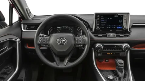 Car interior with board and steering wheel in studio 2019 Toyota RAV4 Adventure Stock Footage 160073025