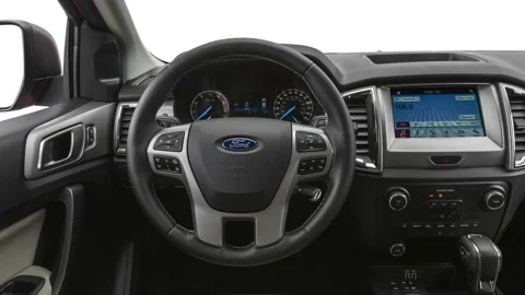 Car interior with board and steering wheel in studio 2019 Ford Ranger XLT Video stock 160074660