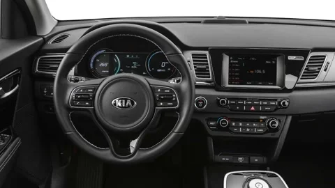 Car interior with board and steering wheel in studio 2019 Kia Niro EV EX Stock Footage 160076351