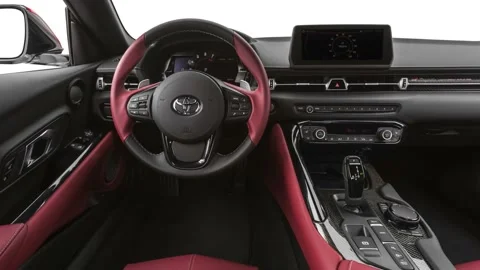 Car interior with board and steering wheel 2020 Toyota GR Supra Launch Edition Stock Footage 160088110
