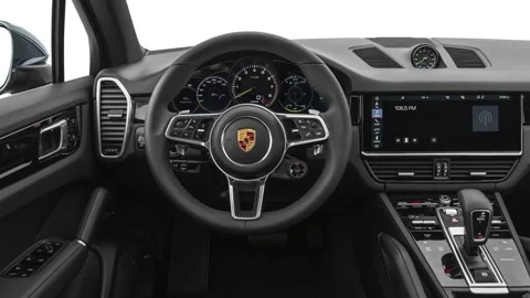 Car interior with board and steering wheel 2019 Porsche Cayenne E-Hybrid Stock Footage 160089809