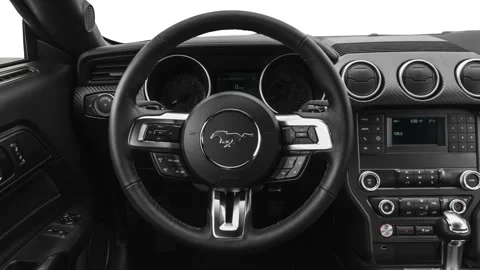 Car interior with board and steering wheel in studio 2020 Ford Mustang ECOBOOST Stock Footage 160092033