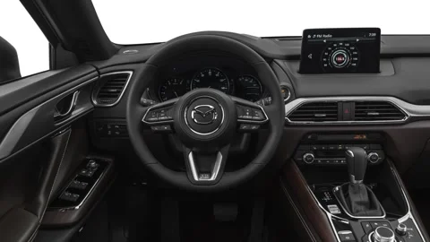 Car interior with board and steering wheel in studio 2020 Mazda CX-9 Signature Stock Footage 160112664