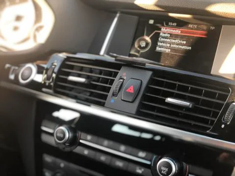 Car interior car functions inside view of car system Stock Photos