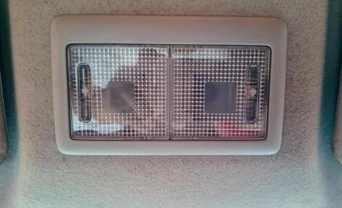 Car Interior Ceiling Overhead Dome Light Unit Close Up Stock Photos