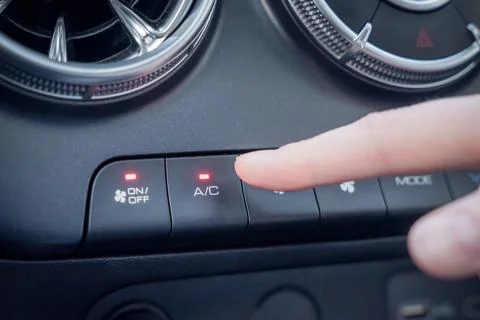 Car Interior Climate Control System Featuring Air Conditioning Control Button Stock Photos