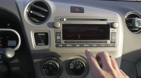 Car Interior Closeup Adjusting Radio Buttons HD Stock Footage 43321024