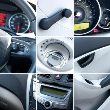 Car interior collage Stock Photos