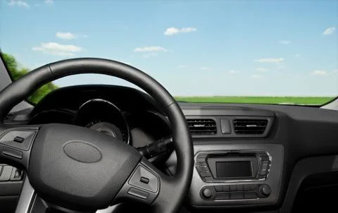 Car interior control panel and  wheel Stock-Fotos