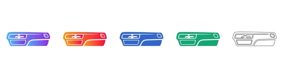 Car Interior Dashboard Component Icons Ilustración de archivo