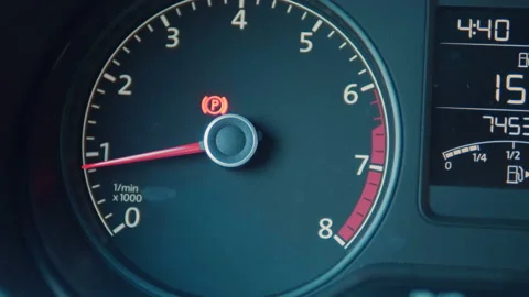 Car interior dashboard details with indication lamps. Car detailing. Car Stock Footage 89528171