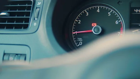 Car interior dashboard details with indication lamps. Car detailing. Car Stock Footage 89529044