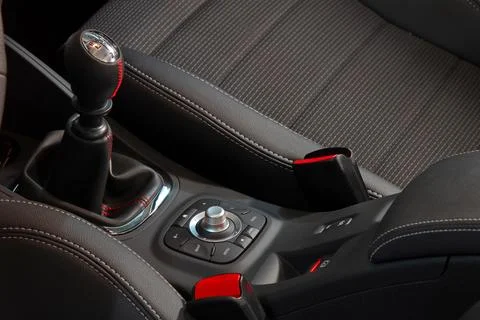 Car interior detail, shift knob Stock Photos