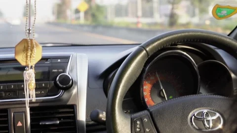 Car interior driving highway Video stock 233261855