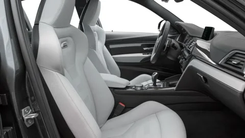 Car interior with front seats and board wide shot 2016 BMW 3-series M3 Stock Footage 159867015