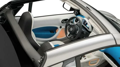 Car interior with front seats and board wide shot 2017 Smart Fortwo Proxy Stock Footage 159910996
