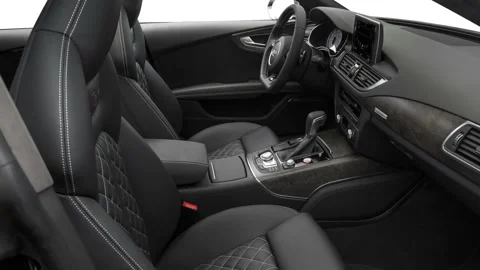 Car interior with front seats and board 2017 Audi S7 Premium Plus 4.0 TFSI Stock Footage 159922250