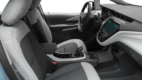 Car interior with front seats and board wide shot 2017 Chevrolet Bolt Ev LT Stock Footage 159929779