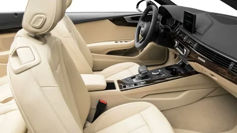 Car interior with front seats and board 2018 Audi A5 Cabriolet Premium 2.0 TFSI Stock Footage 159944450