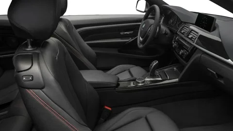 Car interior with front seats and board wide shot 2018 BMW 4-series 430i Stock Footage 159953941