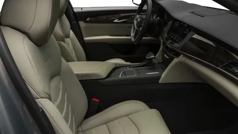 Car interior with front seats and board wide shot 2018 Cadillac CT6 Plug-In SE Stock Footage 160000075